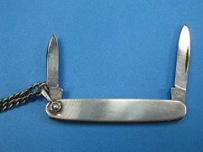 LATAMA Folding 2 Blade Pocketknife ITALY Sterling Silver w/ Chain Vintage picture