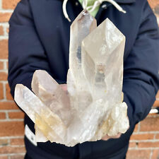 2.73LB Natural white transparent quartz crystal cluster mineral rock therapy picture