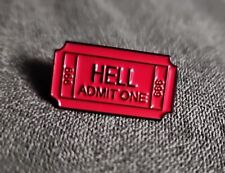 Ticket to Hell 666 Red Devil Satan Evil Enamel Pin Hell's Angels Lapel Admit One picture