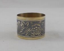Rare Russian Napkin Ring IN 875er Silver Floral Niello Decor picture