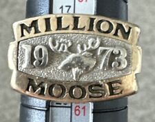 VINTAGE LOOM 1973 10K SOLID GOLD MILLION MOOSE SIGNET RING MOOSEHAVEN MOOSEHEART picture