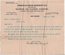 Franklin Davis Nursery Baltimore Richmond MD 1902 Letter Pecan Gregg Raspberry picture