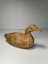 Vintage 1950’s Handmade Corn Husk Wood Mallard Duck Hand Pieced Folk Art picture