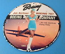 Vintage Boeing Aircraft Sign - Aviation Gas Pump Airplane Airline Porcelain Sign picture