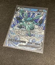 CUSTOM Glaceon Shiny/ Holo Pokemon Card Full/ Alt Art Stained Glass NM picture