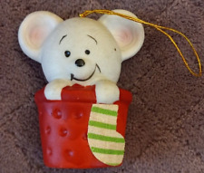 Vintage Jasco Mouse in Basket Christmas Holiday Bell Ornament picture