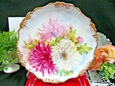 Bavaria Germany Rosenthal  painted mums plate with raised Embossed border 1930s  picture