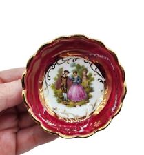Vintage Limoges France Porcelain 22K Gold Trim Courting Couple Miniature Bowl picture