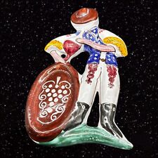 Vintage Italian Pottery Wall Hanger Hand Painted Figurine Man With Instrument picture