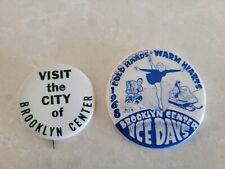 Old Brooklyn Center Minnesota Pinback Button Snowmobile Hockey 1968 Vintage  picture