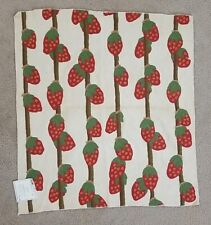 Vintage Embroidered Strawberry Fruit Fabric Piece Remnant Sample Pillow Cover  picture