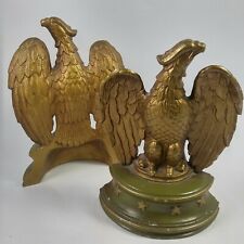 VTG 8 in U.S.A American Bald Eagle Mantle Figure Book Ends Stars pair majestic picture