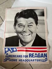 VINTAGE AUTHENTIC AMERICANS FOR REAGAN CAMPAIGN POSTER PRESIDENT HEADQUARTERS picture