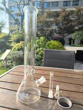 16in Glass Bong Heavy 9mm Thick Clear Beaker Hookah Smoking Water Pipe 14mm Bowl picture