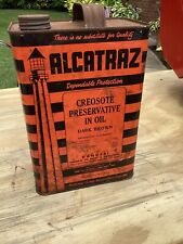 Rare Vintage ALCATRAZ Creosote Oil Metal ADVERTISING CAN Richmod Va Lighthouse picture