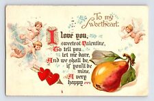 Postcard Valentine Cupid Pear Pun 1907 Posted Brooklyn NY Undivided Back picture