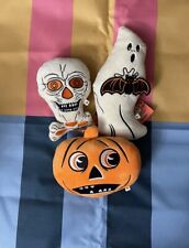Creepy Company Beistle Set Of 3 Brand New With Tags Skeleton Pumpkin Ghost Plush picture