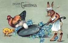 EASTER - Rabbit Cooking Easter Greetings Postcard picture