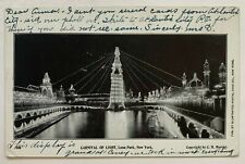 1903 NY Postcard NYC Coney Island Luna Park Carnival of Light night view lagoon picture