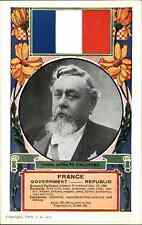 France President Armand Fallieres Flag Flowers Political History c1910 Postcard picture