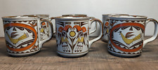 Vintage Mid-century Mcm Takahashi Rooster & Bird Coffee Mug Cup SET of 6 picture