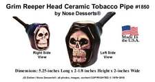 Grim Reaper Skull Pocket Tobacco Pipe #1850 Ceramic Glass Niki, Hand Made in USA picture