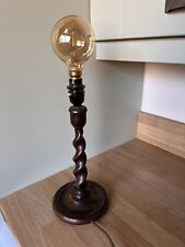 Vintage Solid Oak Barley Twist Table Lamp c1930s Rewired 31cm Tall With Out Bulb picture