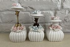 Vintage 1950s Perfume Porcelain Atomizers Set Of 3 Ladies In Hats picture