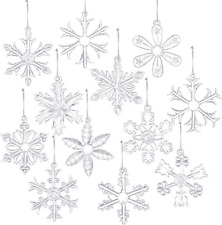 Clear Glass Snowflake Ornament Winter Christmas Tree Hanging Decorations (12 Pie picture