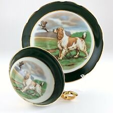 Regency English Setter Dog Pheasant Tea Green Cup Saucer Bone China England L029 picture