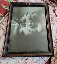 Antique Picture Cupid Awake 1897 Orig Wood Frame Heart Sealed 13  1/2×10 1/2 picture