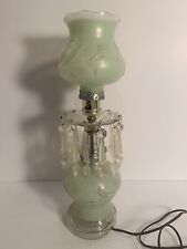 VTG LEVITON BOUDOIR HURRICANE LAMP FROSTED MINT GREEN Works With Original Cord picture