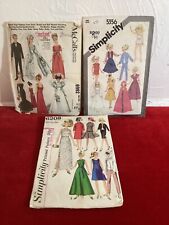 1960's BARBIE Sewing Patterns LOT OF 3 Fashion Doll Clothes Wardrobe VINTAGE picture
