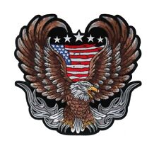 Large Patriotic American Flag Eagle Embroidered Biker Patch picture