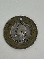 1954 Silver US Quarter 8 Years of Service 1st Federal Savings & Loan Key Chain picture