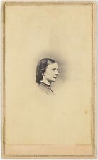 Profile View Pretty Lady Monson, Massachusetts 1860s CDV Carte de Visite X817 picture
