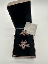 JAY STRONGWATER Jeweled Purple Lily Crystal Stone Napkin Ring/Candle Holders picture