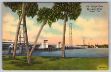c1940s Bridge Over St. Lucie River Stuart Florida Vintage Postcard picture
