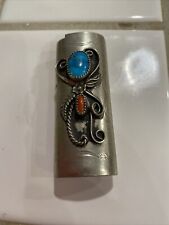 vintage red coral and turquoise lighter case picture