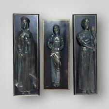 Mary, Joseph, And Jesus Bronze Sculpture Wall Mount on Wood Rev. John L. Walch picture