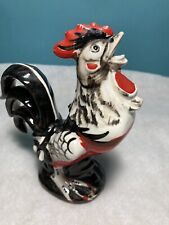 VTG Japanese Black, White and Red Chicken Rooster Figurine 7
