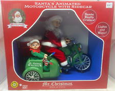 Mr. Christmas Santas Animated Motorcycle w Elf in Sidecar Lights Motion Music picture