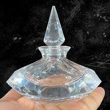 Vintage 1980s Clear Crystal Glass Empty Perfume Bottle Decanter With Stopper picture