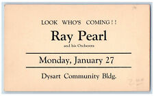 Dysart Iowa IA Postal Card Ray Pearl and His Orchestra c1940's Vintage picture