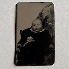 Antique Tintype Photograph Adorable Baby Soulful Eyes Hidden Mother picture