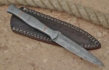 Full Tang Forged Damascus steel dagger fixed blade boot knife DOUBLE-EDGE Sheath picture