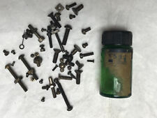 Vintage/Old Very Small Screws Stored in Old Glass Container - Lot of 49 picture