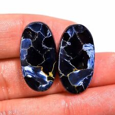 28.35Cts. Natural Matched Pair Blue Pietersite Oval Cabochon Loose Gemstone picture