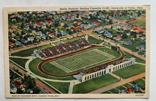 1946 OK Postcard Oklahoma University Tulsa Skelly Stadium football field aerial picture