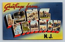 Postcard NJ Large Letter Greetings From Long Branch New Jersey Linen picture